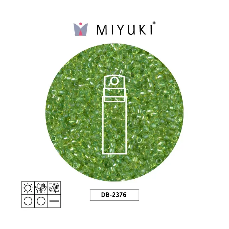 Miyuki delica 11/0 DB2376 color forrado verde chartreuse x 10g