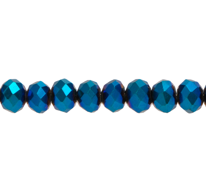 Murano rondela facetada 4mm metallic blue 134 x 110 unds