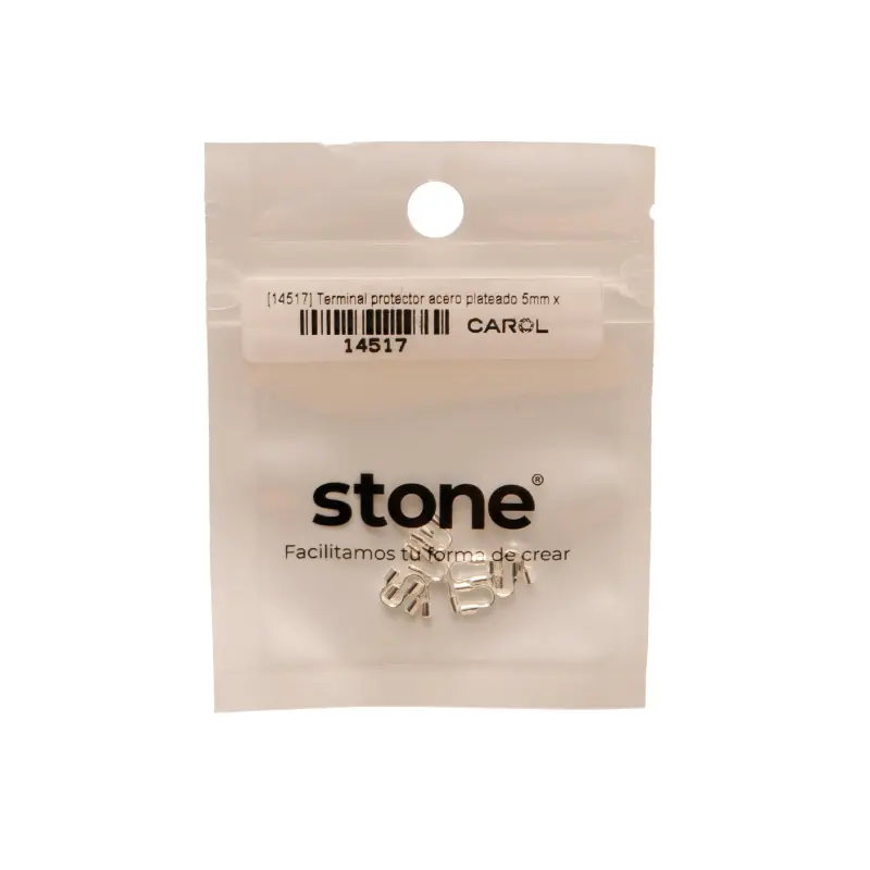 Terminal protector acero plateado 5mm x 10 unds