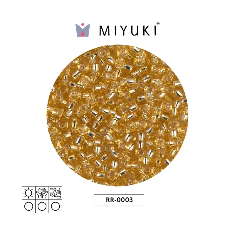 Mostacilla Miyuki rocalla 8/0 RR0003 plateado forrado dorado x 250g