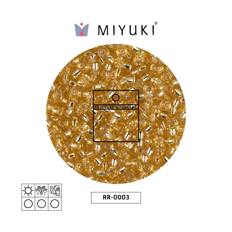 Mostacilla Miyuki rocalla 8/0 RR0003 plateado forrado dorado x 25g
