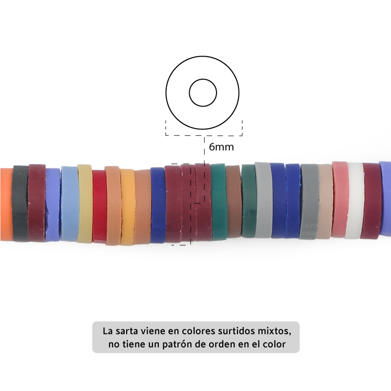 Sarta fimo disco 6mm 32 color mix x 39cm