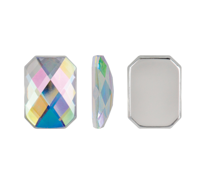 Acrilico K1037 octagon plano 10x12mm crystal AB 14 x und