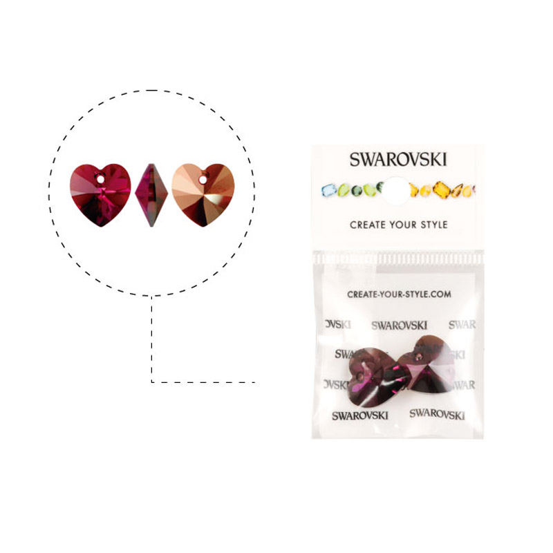 6228 swarovski corazon fuchsia bronze shade 14.4x14mm x 2unds
