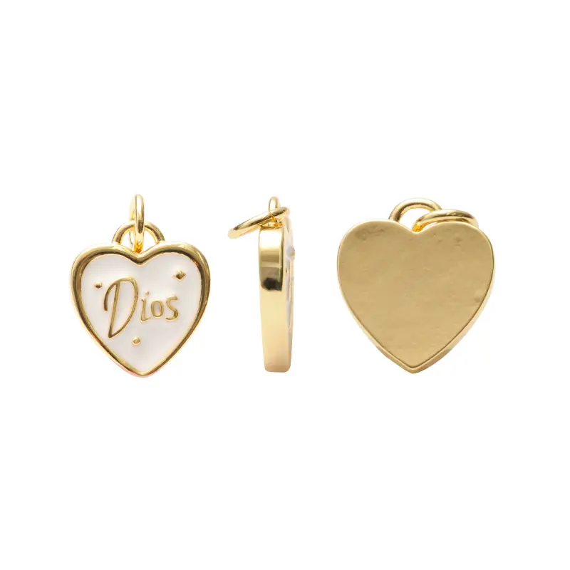 Dije esmaltado blanco corazon Dios 14mm/Golfi W10872W x und