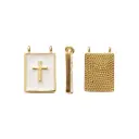 Dije esmaltado rectangular blanco cruz 15x17mm/Golfi W10623 x und