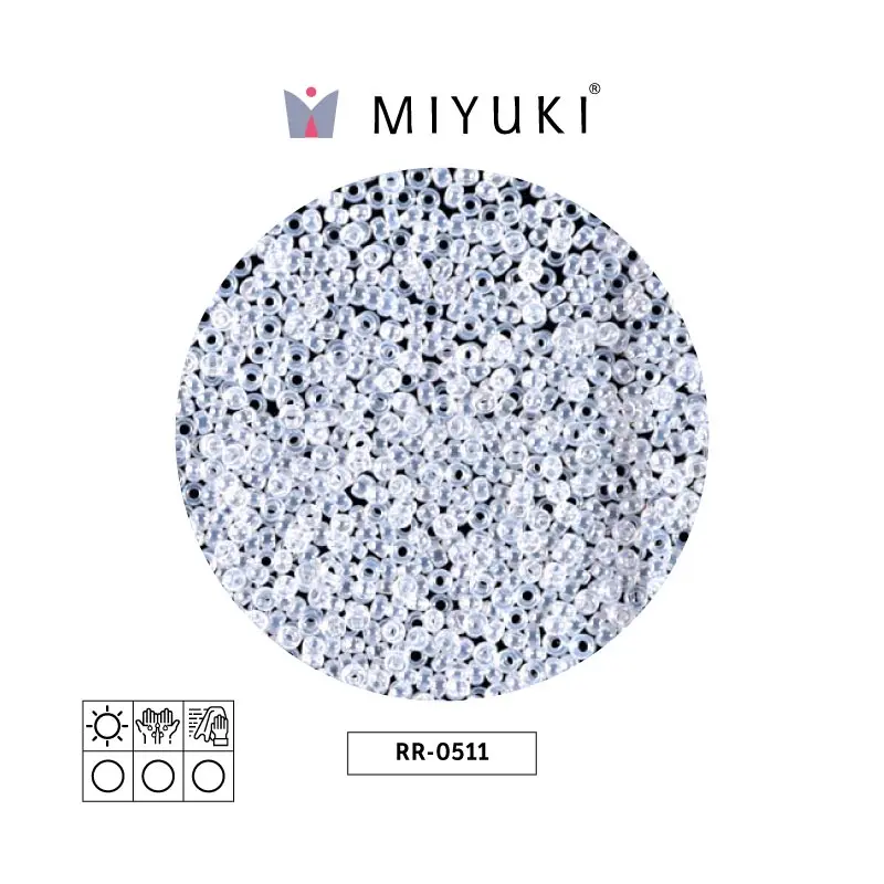 Mostacilla Miyuki rocalla 15/0 RR0511 plateado forrado brillo x 250g