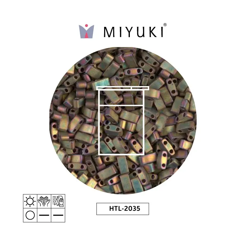 Miyuki half tila 5x2.3x1.9mm HTL2035 mate metalizado khaki iris x 10G