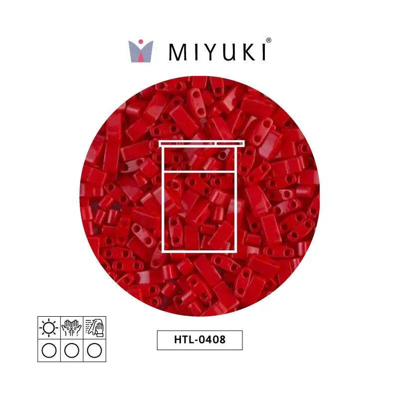Miyuki half tila 5x2.3x1.9mm HTL0408 opaco rojo x 10G