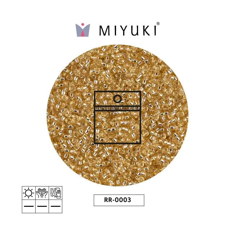 Mostacilla Miyuki rocalla 15/0 RR0003 plateado forrado dorado x 25g