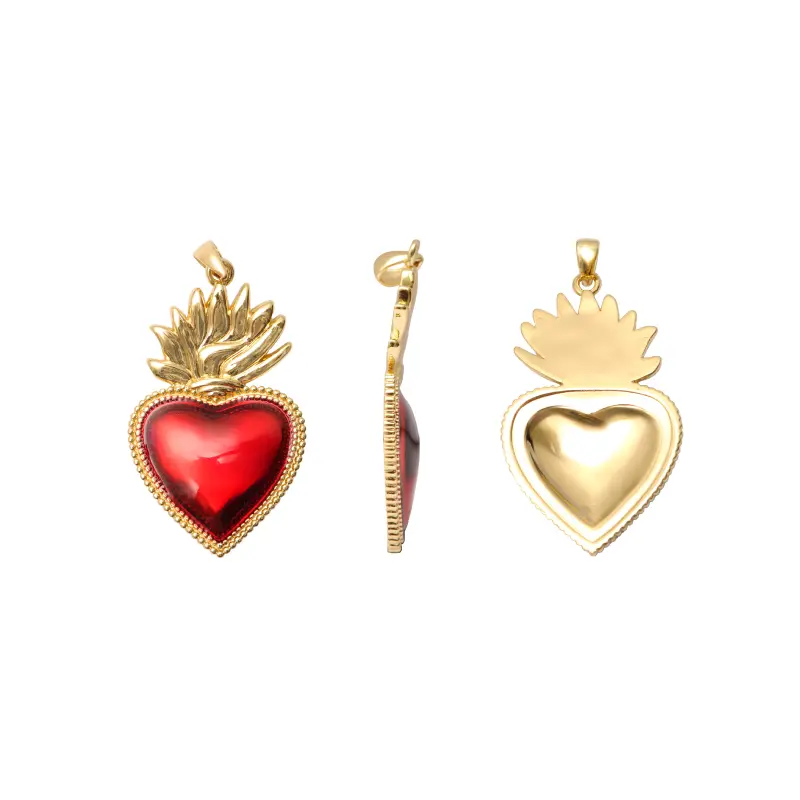 Dije esmaltado rojo sagrado corazon 21x35mm/Golfi x und