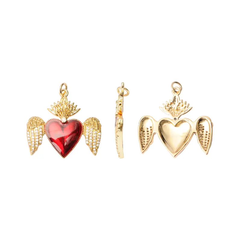 Dije esmaltado rojo sagrado corazon 27x29mm/Golfi x und