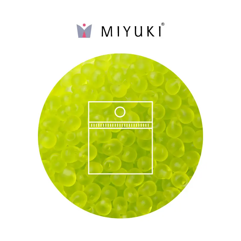 Miyuki drop beads 3.4mm DP0143F transparente verde chartreuse x 25g