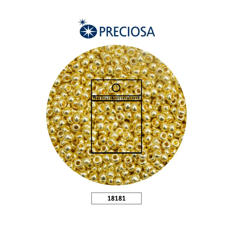 Mostacilla checa preciosa 10/0 2mm 18181 P dorado metalizado x 50g