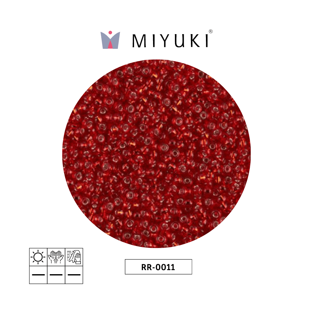 Mostacilla Miyuki rocalla 11/0 RR0011 plateado forrado ruby x 250g