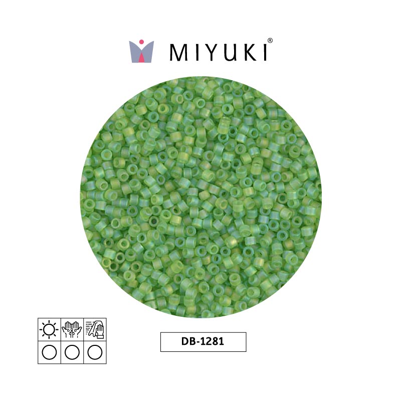 Miyuki delica 11/0 DB1281 mate transparente verde AB x 50g