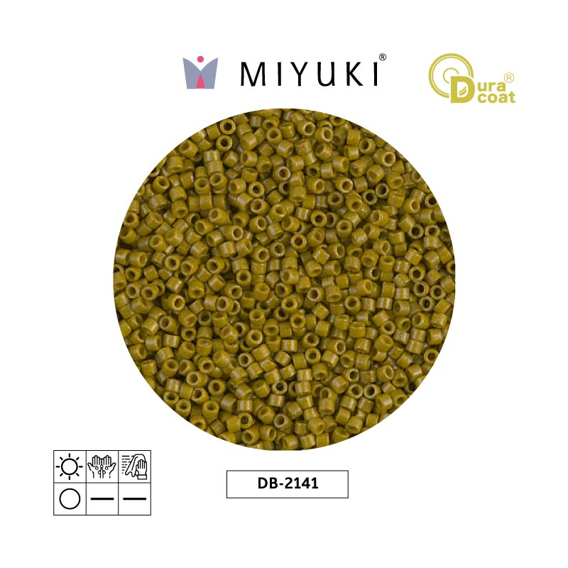 Miyuki delica 11/0 DB2141 opaco verde oliva duracoat x 50g