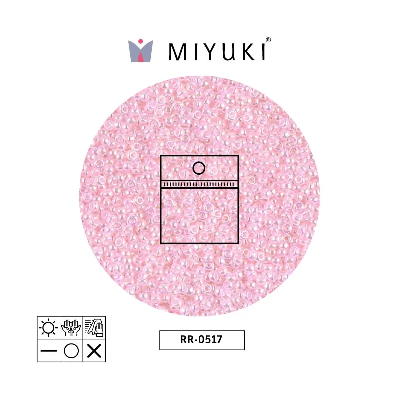 Mostacilla Miyuki rocalla 15/0 RR0517 pálido rosado Ceylon perlado x 25g