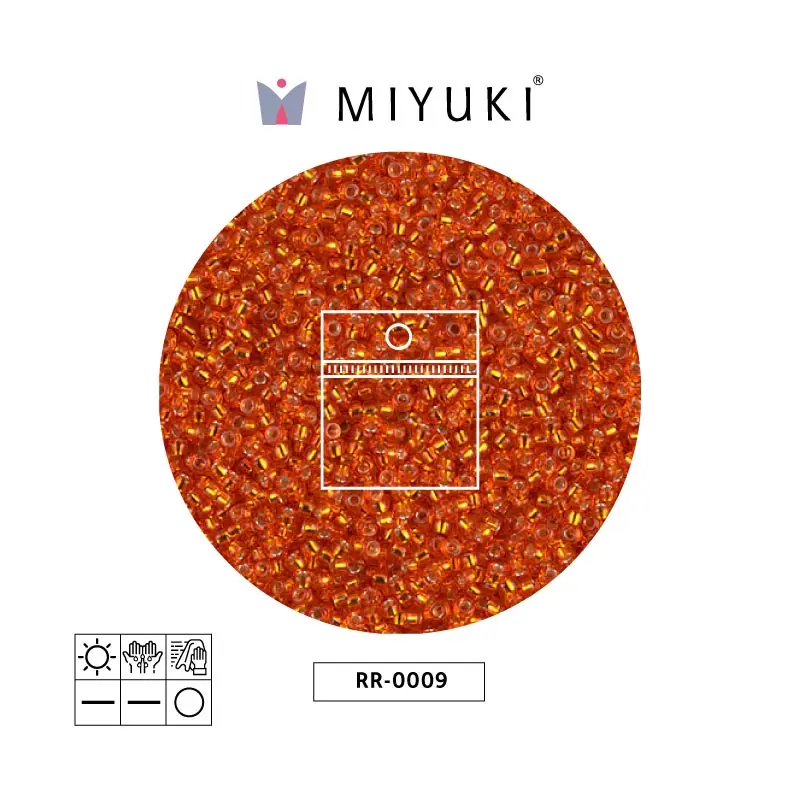 Mostacilla Miyuki rocalla 15/0 RR0009 plateado forrado oscuro naranja x 25g
