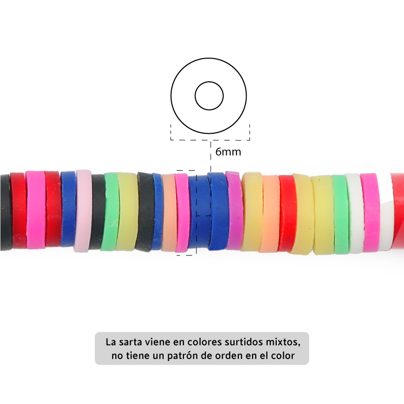 Sarta fimo disco 6mm 31 color mix x 39cm