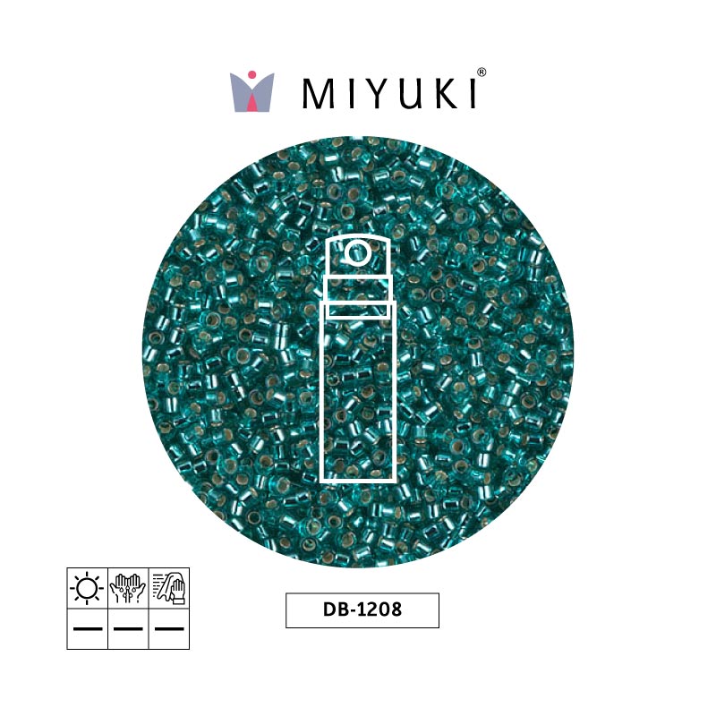 Miyuki delica 11/0 DB1208 plateado forrado caribbean azul verdoso x 10g