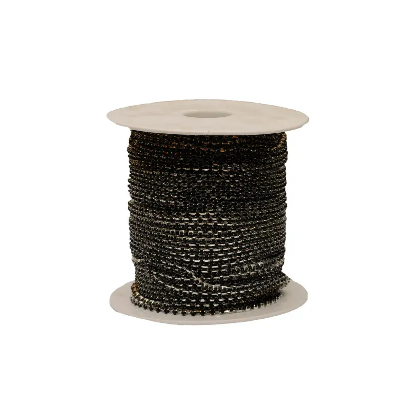 Cadena strass #38 negro 2.5mm/Niquel x m