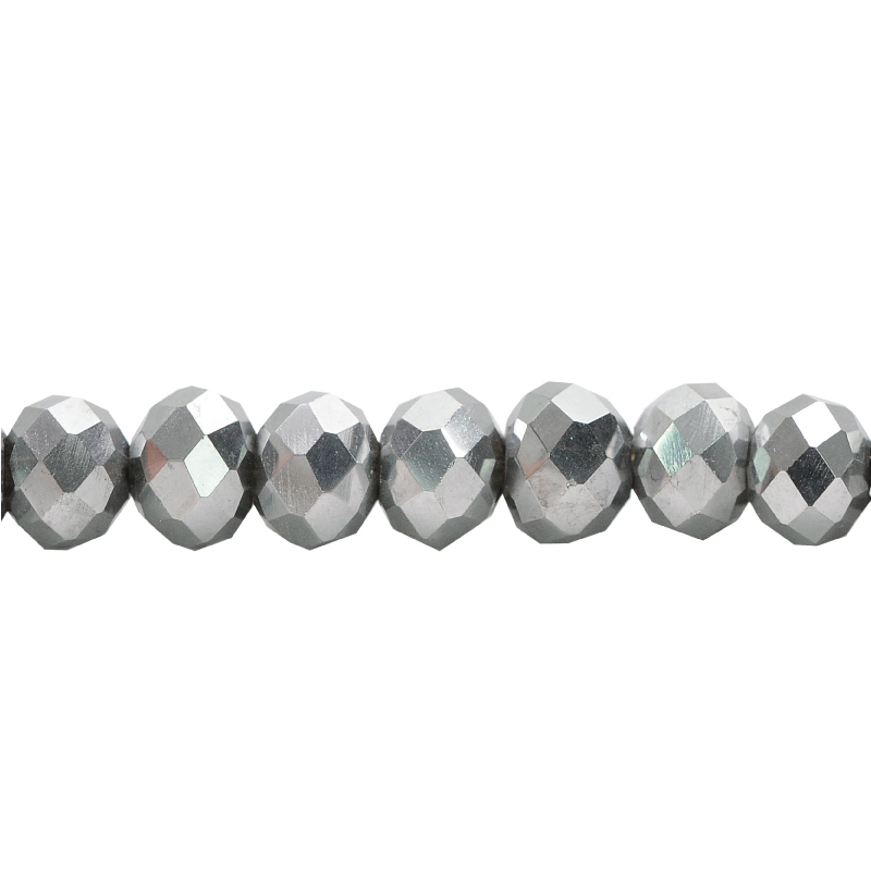 Murano rondela facetada 6mm plateado 127 x aprox 80unds
