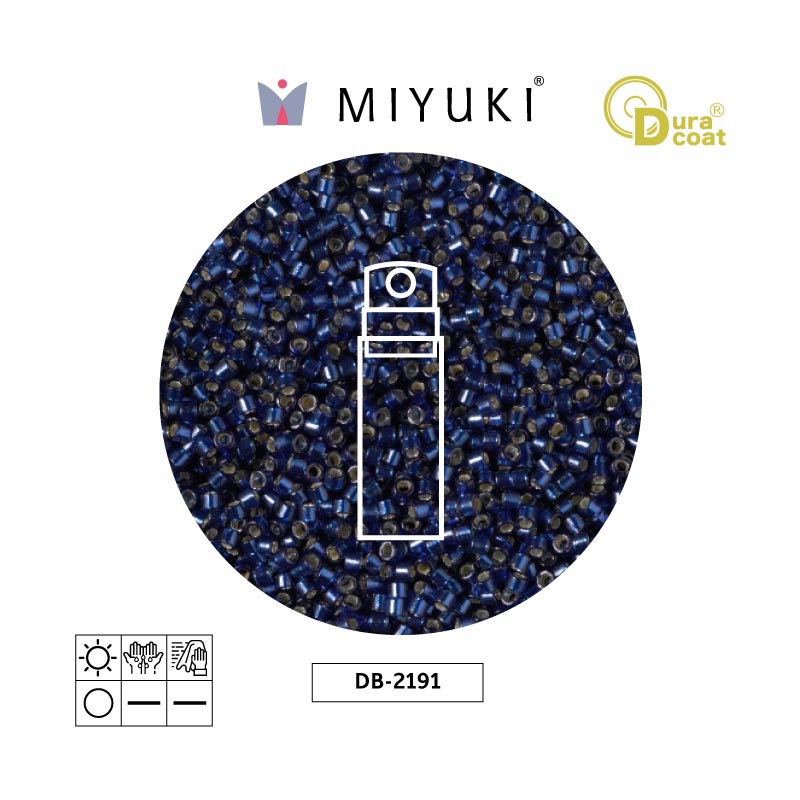 Miyuki delica 11/0 DB2191 plateado forrado azul Duracoat x 10g
