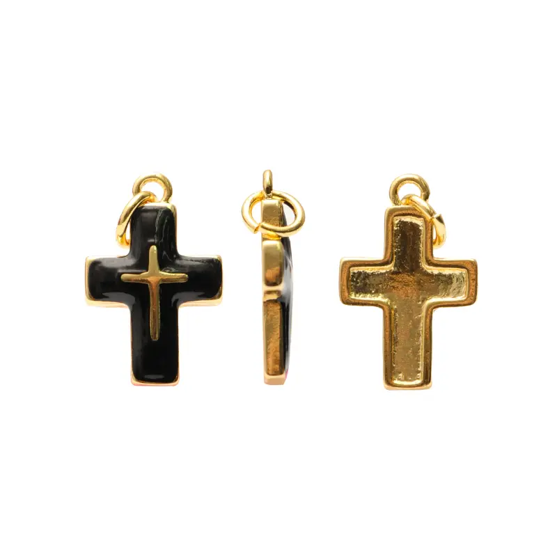 Cruz esmaltado negro 10x18mm/Golfi W11532 x und