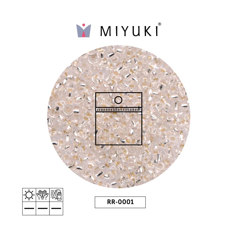 Mostacilla Miyuki rocalla 11/0 RR0001 plateado forrado cristal x 25g