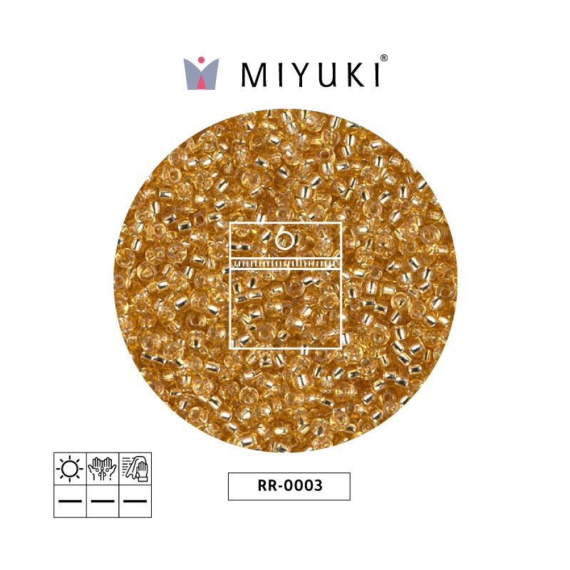 Mostacilla Miyuki rocalla 11/0 RR0003 plateado forrado dorado x 25g