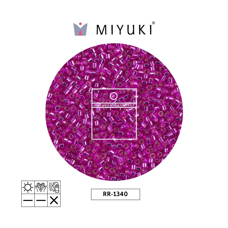 Mostacilla Miyuki rocalla 11/0 RR1340 plateado forrado fucsia x 25g