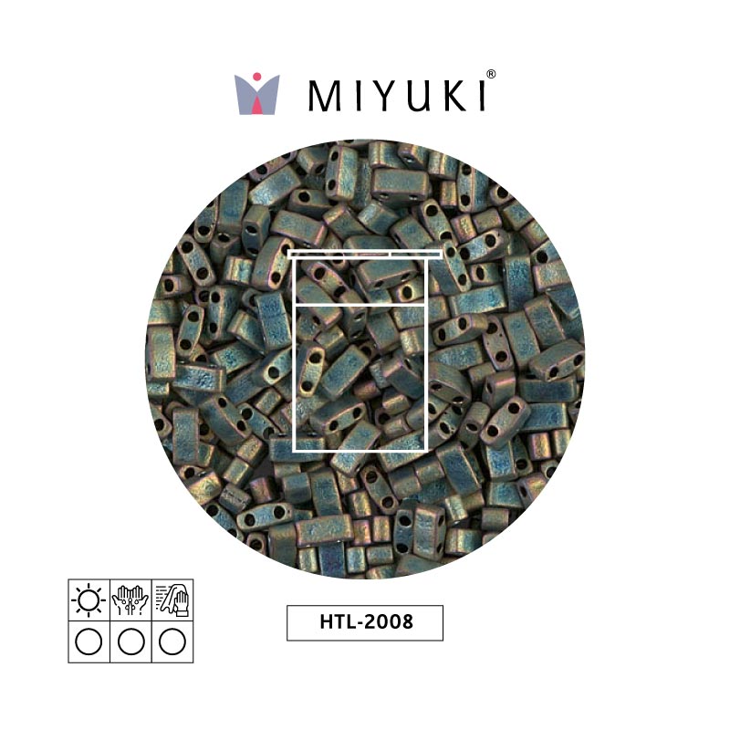 Miyuki half tila 5x2.3x1.9mm HTL2008 mate metalizado patina iris x 10G