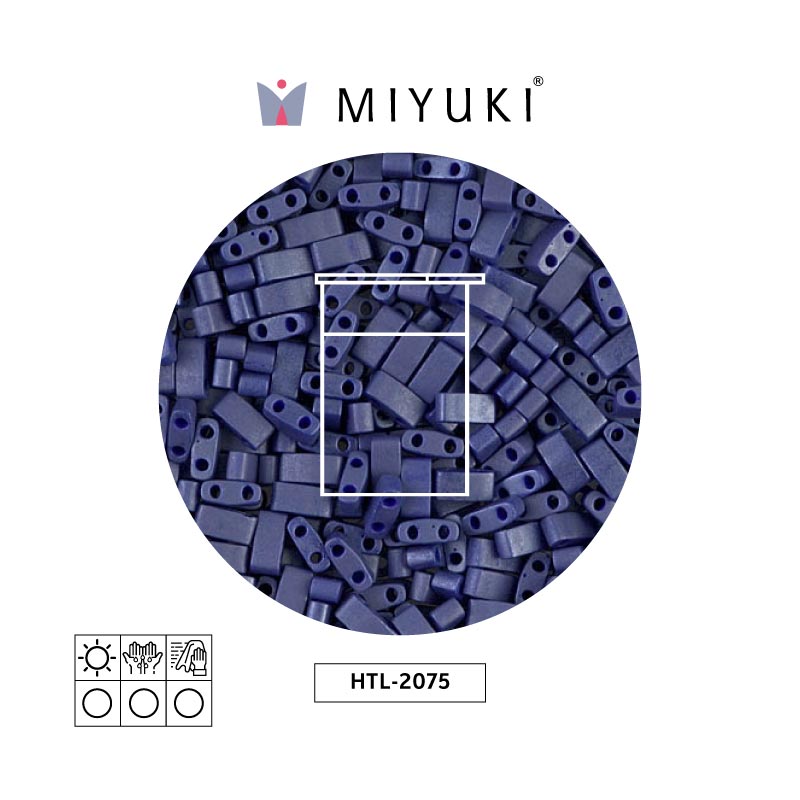 Miyuki half tila 5x2.3x1.9mm HTL2075 mate opaco azul brillo x 10G