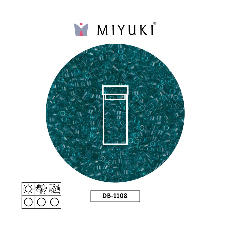 Miyuki delica 11/0 DB1108 transparente caribbean azul verdoso x 3g