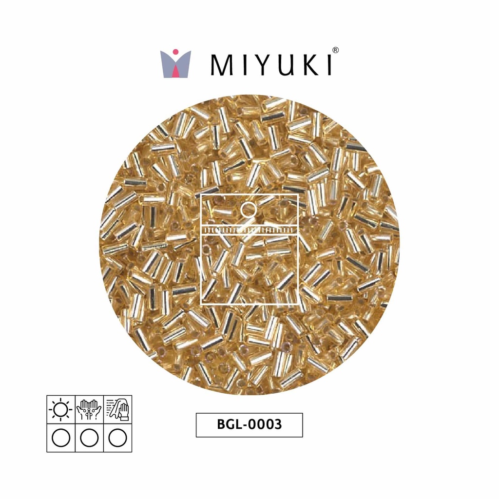 Miyuki bugle 3mm BGL0003 plateado forrado dorado x 25g