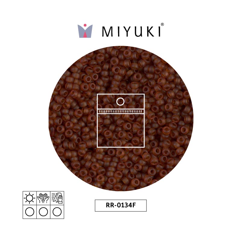 Mostacilla Miyuki rocalla 11/0 RR0134F mate transparente oscuro cafe x 25g