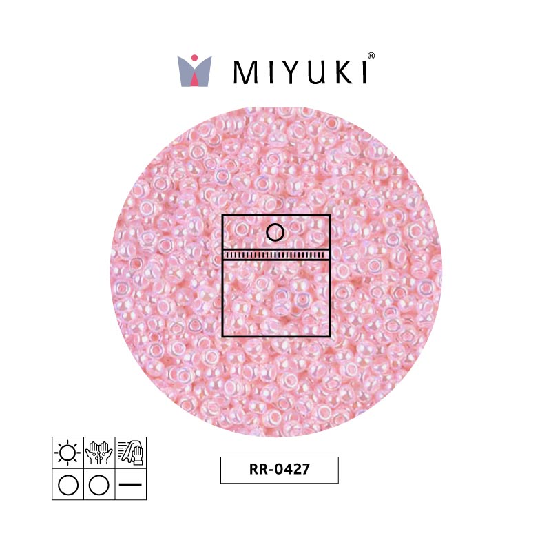 Mostacilla Miyuki rocalla 11/0 RR0427 opaco bebé rosado brillo x 25g