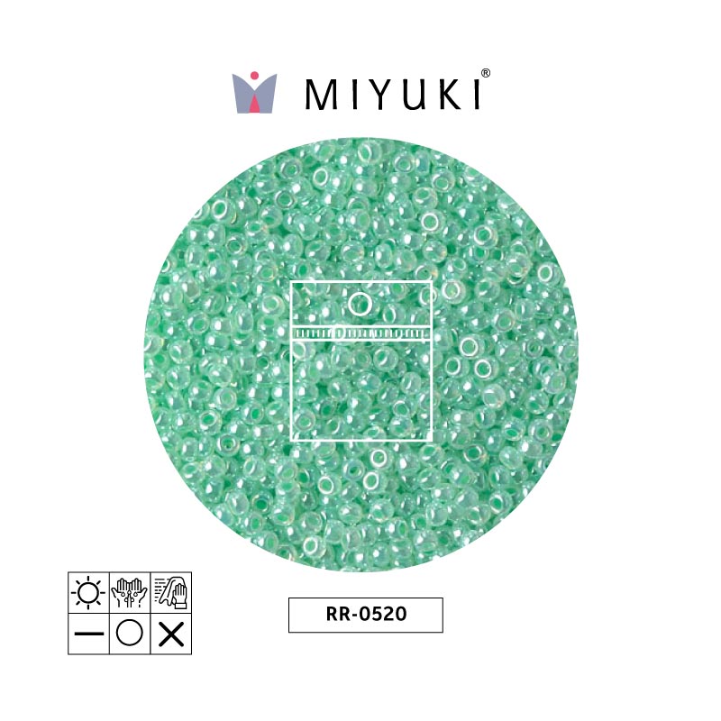 Mostacilla Miyuki rocalla 11/0 RR0520 verde Ceylon perlado x 25g
