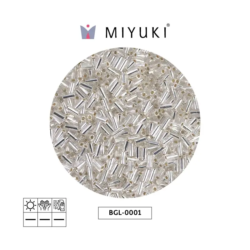Miyuki bugle 3mm BGL0001 plateado forrado cristal x 250G