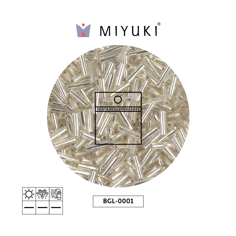 Miyuki bugle 6mm BGL0001 plateado forrado cristal x 25G