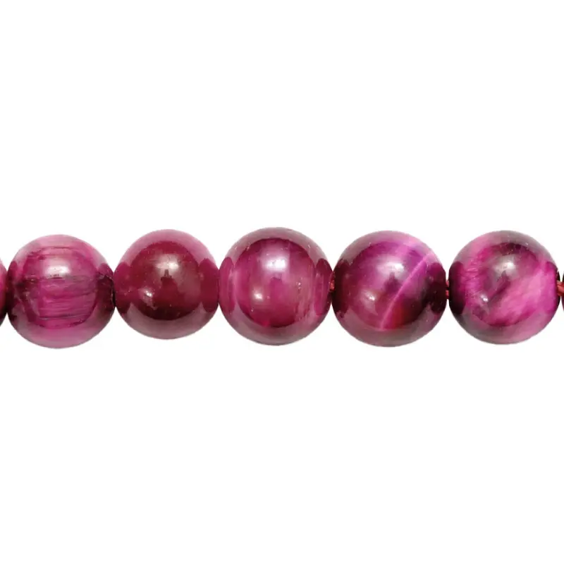 Sarta redonda 6mm ojo de tigre fuchsia x 63 unds