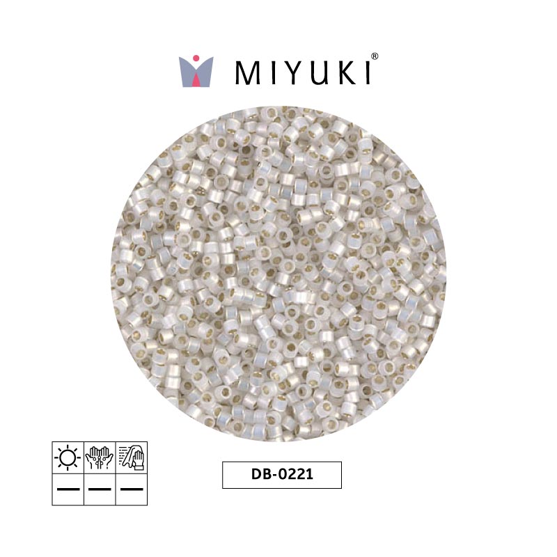 Miyuki delica 11/0 DB0221 dorado forrado blanco opal x 50g