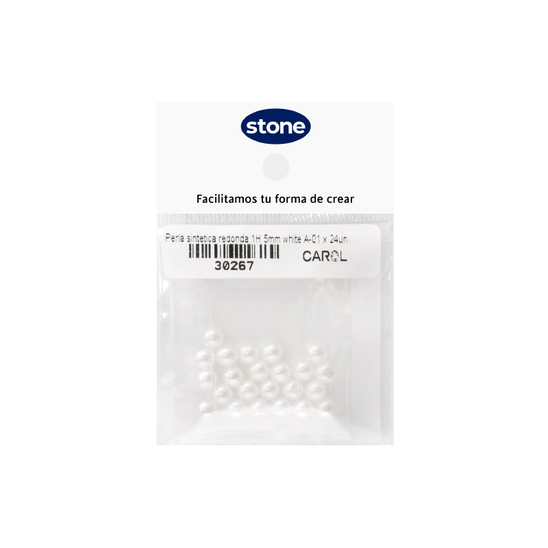 Perla sintetica plana back 1H 5mm white A-01 x 24unds
