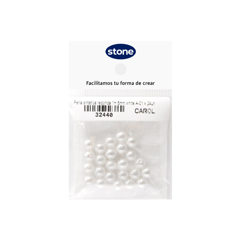 Perla sintetica plana back 1H 6mm white A-01 x 24unds