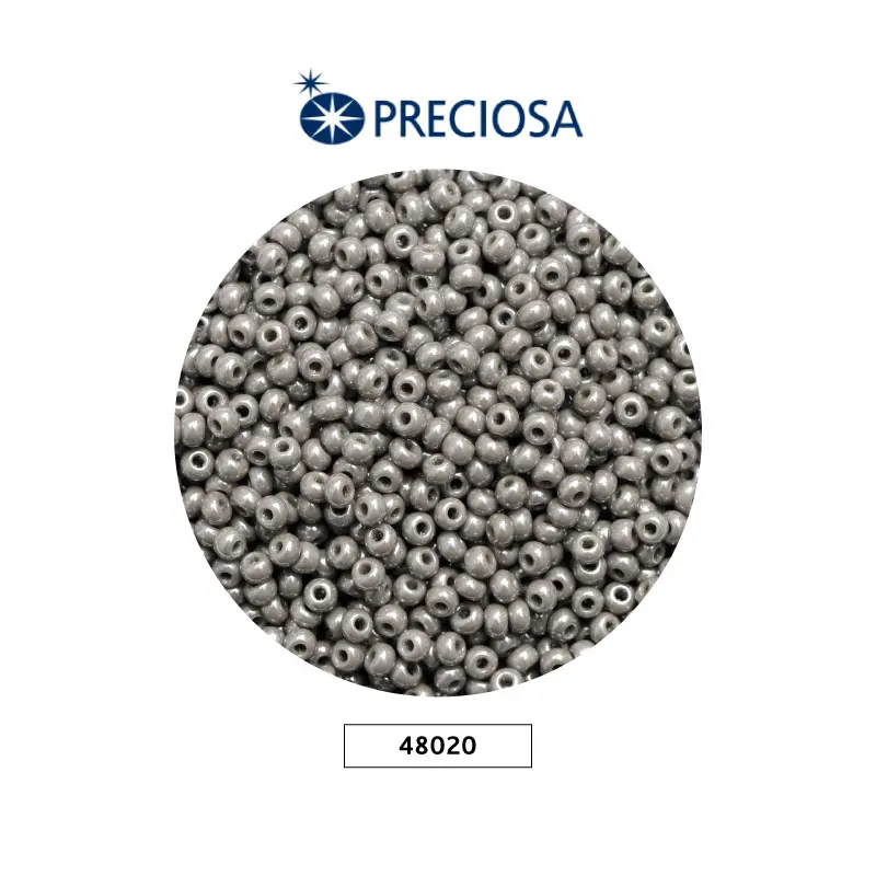 Mostacilla checa preciosa 10/0 2mm 48020 gris perlado x 500g