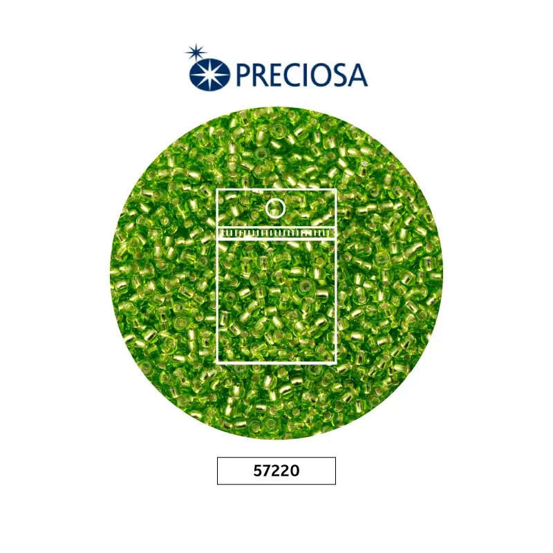 Mostacilla checa preciosa 10/0 2mm 57220 LP verde limon x 50g