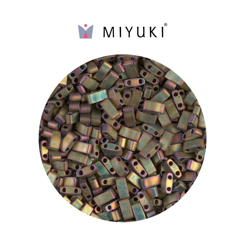 Miyuki half tila 5x2.3x1.9mm HTL2035 mate metalizado khaki iris x 50g