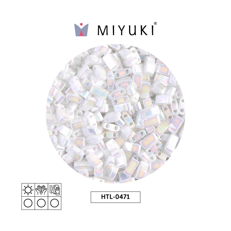 Miyuki half tila 5x2.3x1.9mm HTL0471 blanco perla AB x 50g