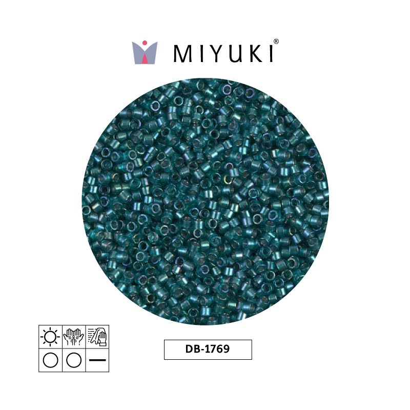 Miyuki delica 11/0 DB1769 sparkling azul verde forrado cristal AB x 50g
